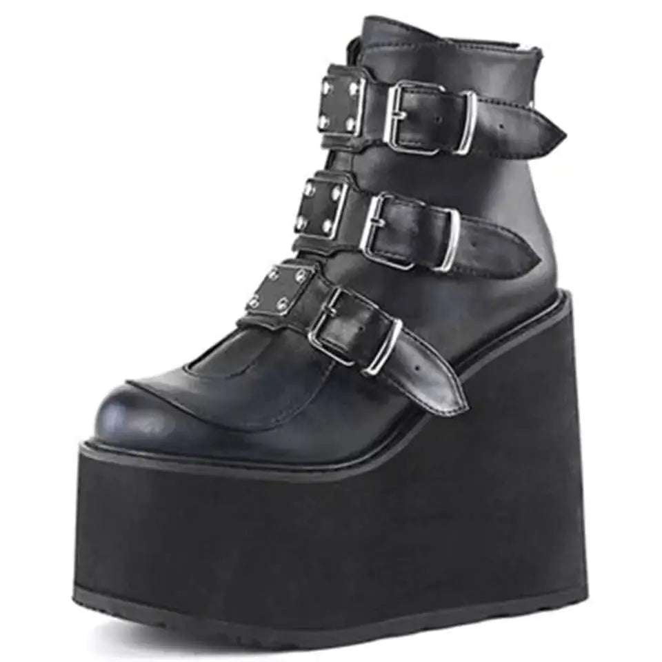 Wedge Heel Boots for Women w/ Back Zipper