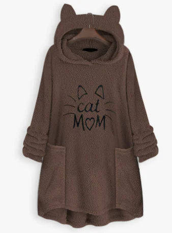 Cat Mom with Ear Hoodie – Over Size