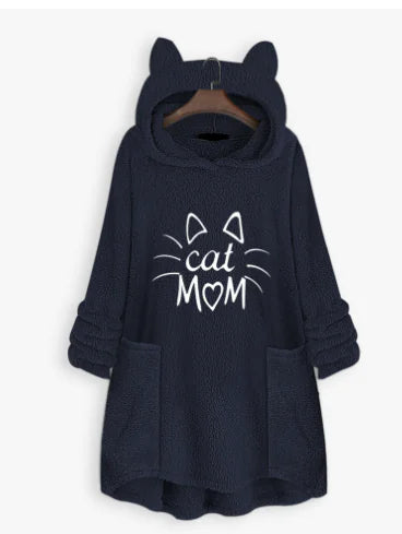 Cat Mom with Ear Hoodie – Over Size