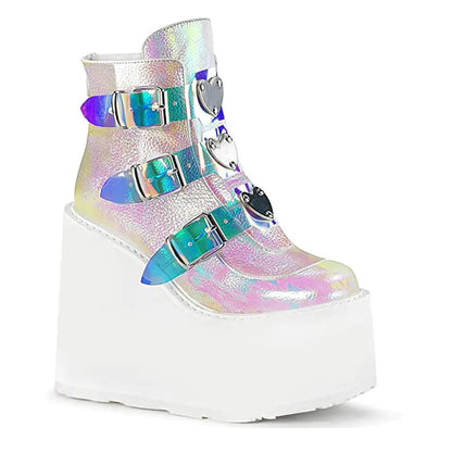 Wedge Heel Boots for Women w/ Back Zipper