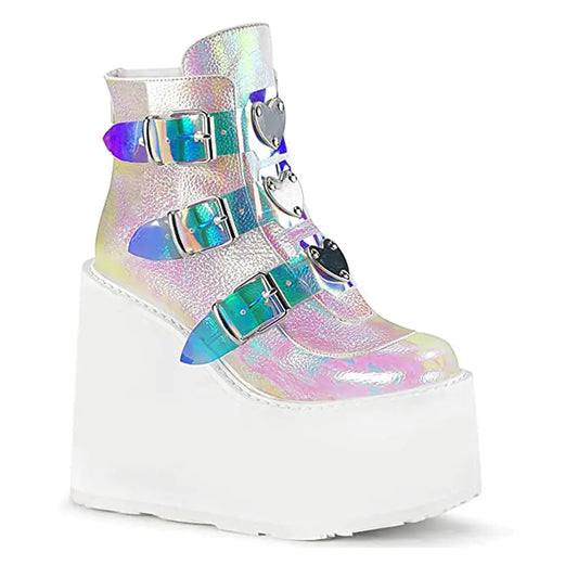 Wedge Heel Boots for Women w/ Back Zipper
