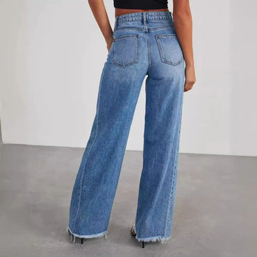Frayed Hem Jeans – Wide-Leg Streetwear