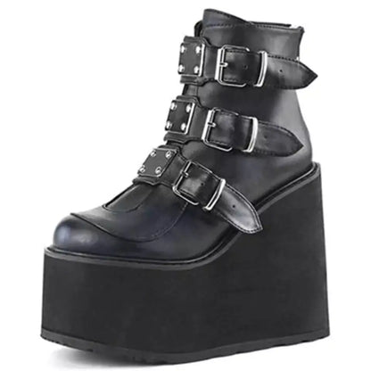 Wedge Heel Boots for Women w/ Back Zipper