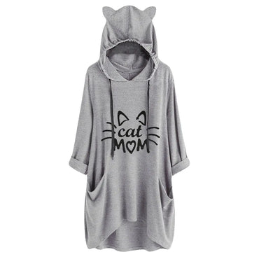 Cat Mom with Ear Hoodie – Over Size
