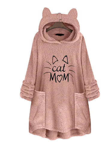 Cat Mom with Ear Hoodie – Over Size