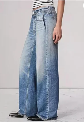 Wide Leg Jeans – Vintage Distressed Denim