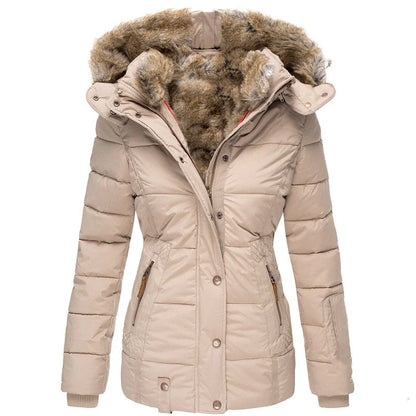 Quilted Puffer Jacket Winter – Faux Fur Hood