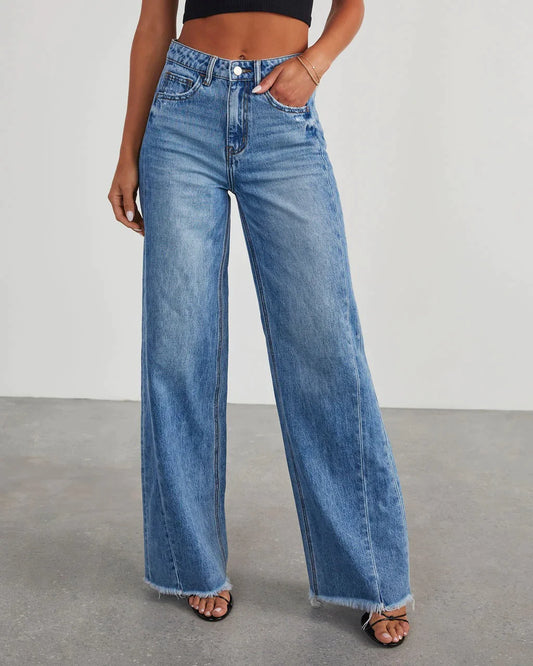 Frayed Hem Jeans – Wide-Leg Streetwear